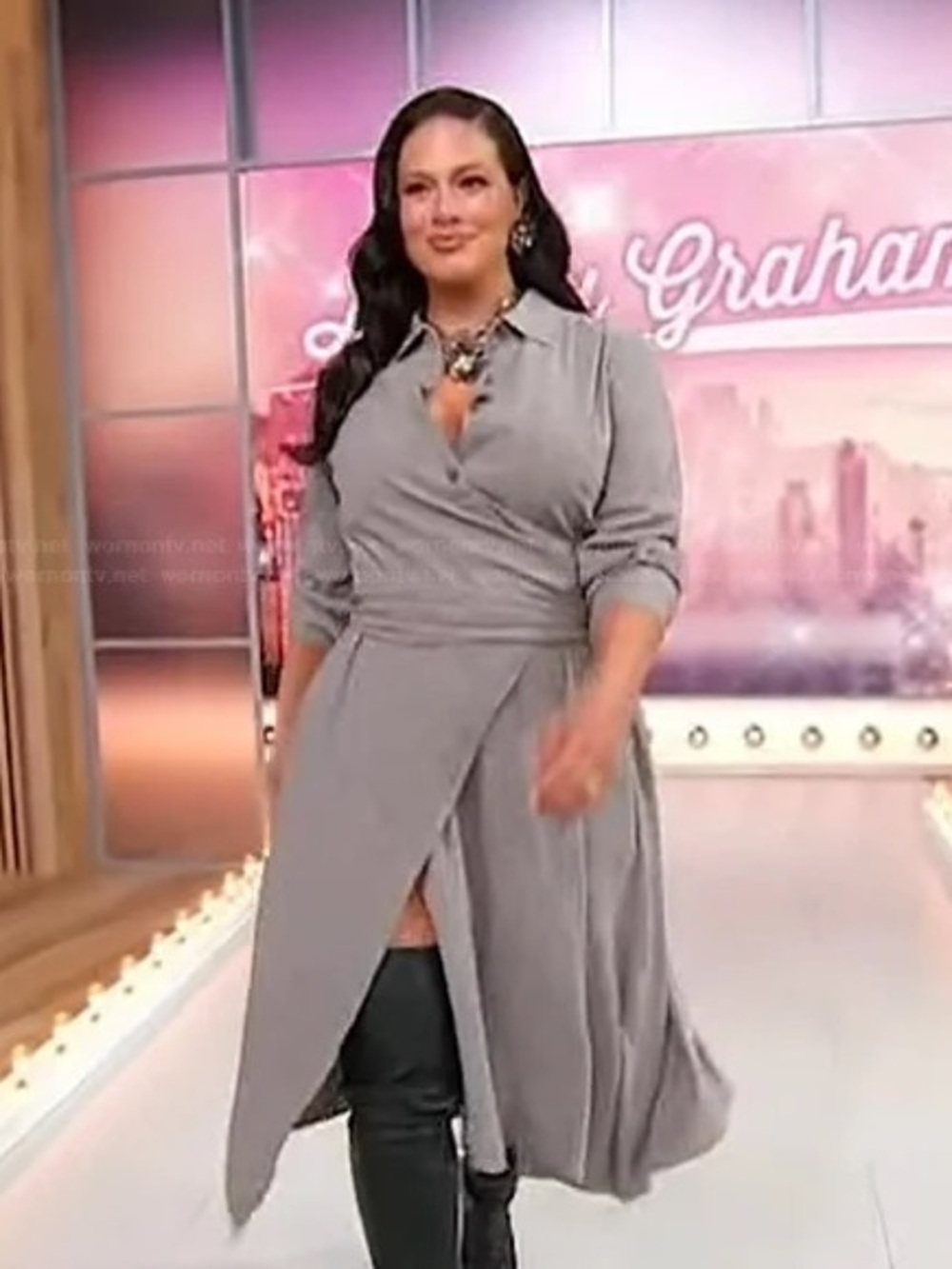 NWT Ashley Graham Plaid Shirt Dress 24W Plus Size Wrap Midi Career Chic - Picture 4 of 7